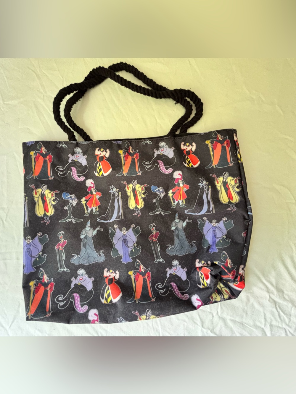 Disney Black Villains Pattern Rope-Handle Tote - Multicolor Accents